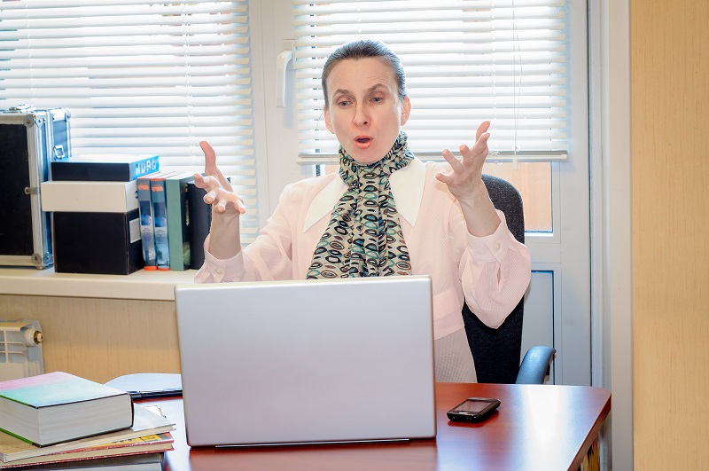 Senior Woman Raging Against the Computer